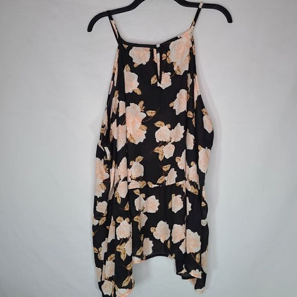 5X 28W Pink Rose Drop Waist Cami Hi-low Hem Flowy - Picture 8 of 8